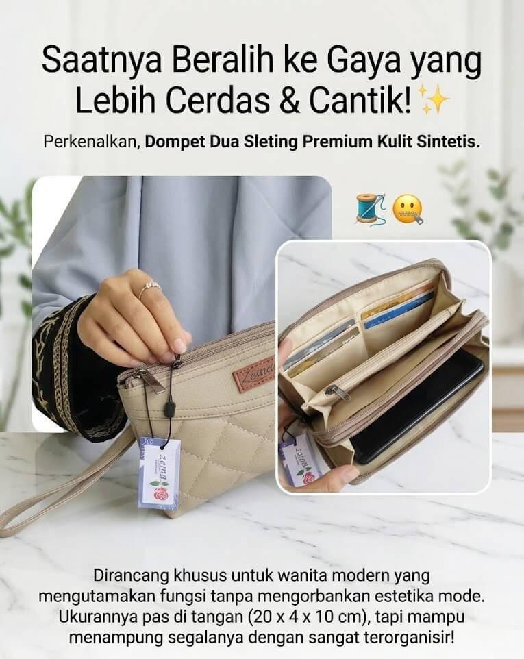 Solusi Dompet Dua Sleting Premium