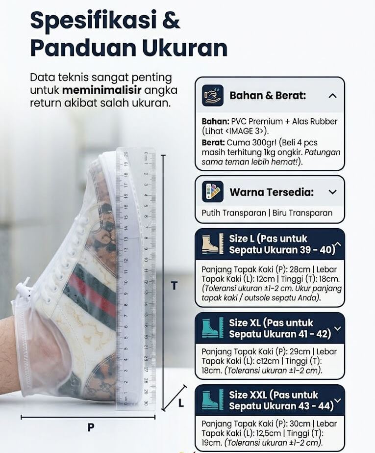 Spesifikasi Mantel Sepatu 1